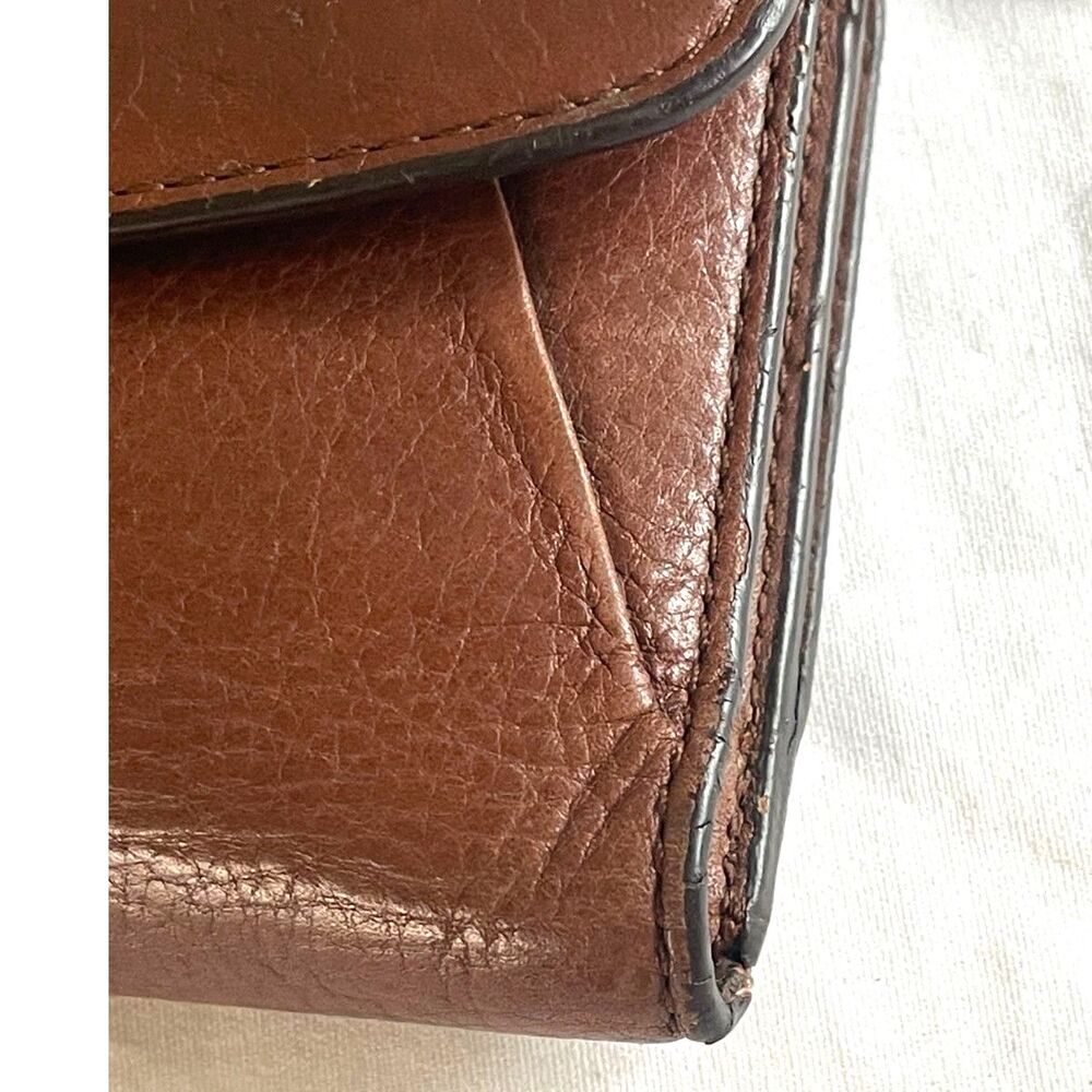 Vintage Coach Long Trifold Leather British Tan Envelope Wallet w/Zip Coin Pocket - Picture 6 of 9